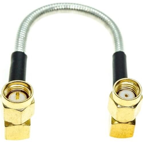 RP-SMA male right angle to SMA male 90° RA connector RG402 RG-402 Semi Flexible Coaxial Cable 0.141" 50ohm silver