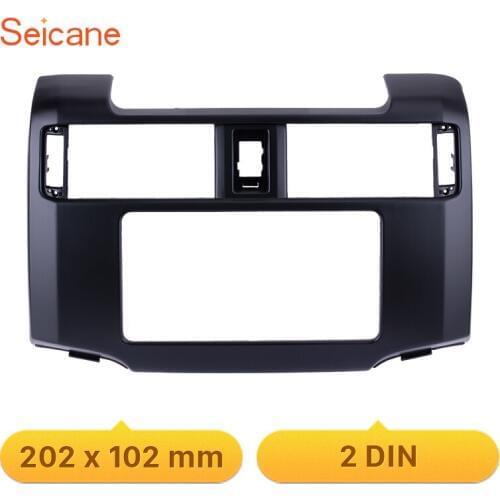 Seicane Black 202*102mm refitting in Dash 2 Din Car DVD Radio Fascia for 2012 Toyota 4 Runner Stereo Panel Frame Cover Trim Kit