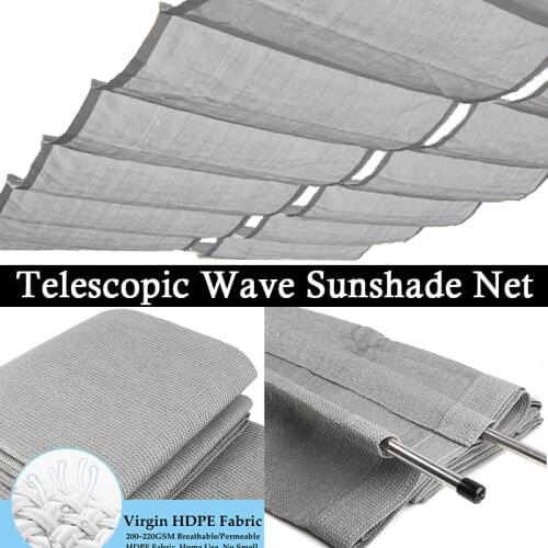 Custom-Tailor Gray Telescopic Wave Sunshade Net Balcony Privacy Safety Fence Netting Outdoor Swimming Pool Cover Shading Nets
