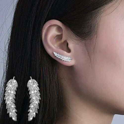 Boho Leaf Earrings Ear Crawlers Wedding Jewelry Trendy Outdoor Mountain Climber Stud Earring Women Christmas Gift 2019 Fashion