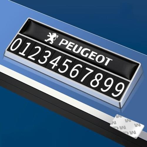 Zinc Alloy Car Temporary Parking License Card Phone Number Plate For Peugeot 206 207 208 301 307 308 406 407 408 508 2008 3008