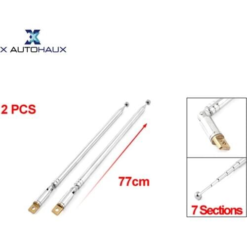 X AUTOHAUX 2Pcs Vehicle Car 77cm Length 7 Sections Rotating Rod Telescopic Antenna Aerial