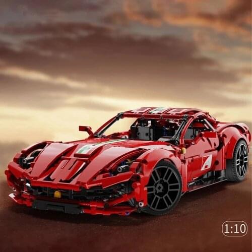 High-tech Series Famous Super Speed Car Building Blocks Moc Red Racing Vehicle Bricks Educational Toys For Kid Birthday Gift