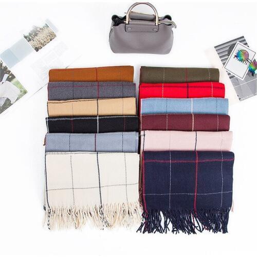 2019 Women warm Cashmere Winter Lady Big Brand Celebrity Plaid Scarf Warm Fashion Scarves & Wraps