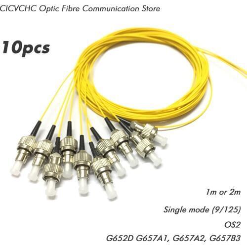 10pcs FC/UPC Fiber Pigtail with Single mode (G652D, G657A1, G657A2, G657B3)-0.9mm cable-1m or 2m