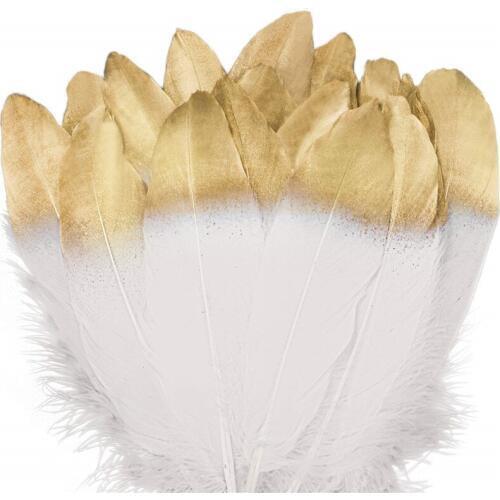 Beautiful 10Pcs/lot 15-20cm / 6-8 inch gold and silver goose feather DIY feathers for craft accessories wedding Decoration Party