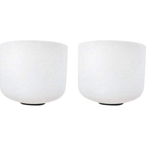 2pcs 8 Inch 432Hz Singing Bowl Sound Note Frosted Quartz Crystal Meditatio - E Solar Plexus Chakra & B Crown Chakra
