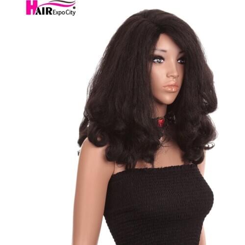 20inch Loose Wave Wig Synthetic Hair Wigs For African Women Afro Fluffy Hair Black Color Cosplay Wig Hair Expo City