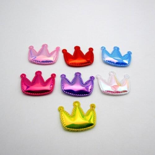 20PCS/lot Shiny Pu Crown Padded Applique Crafts for Garment Accessories And Girl Hair clip Decoration