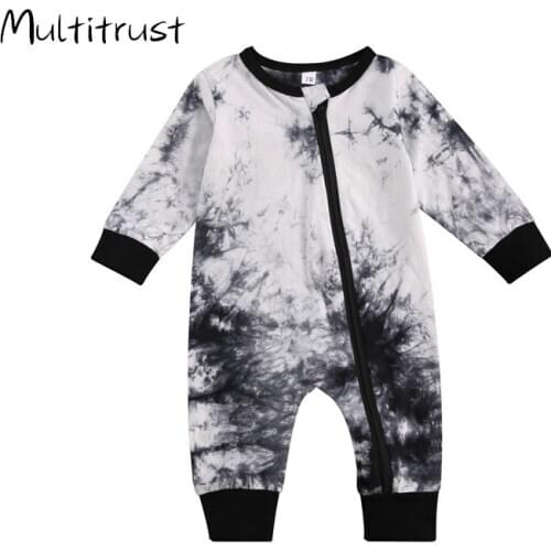 2020 Newborn Baby Autumn Winter Clothes Kids Baby Boys Tie Dye Zipper Long Sleeve Romper Jumpsuits Baby Clothes