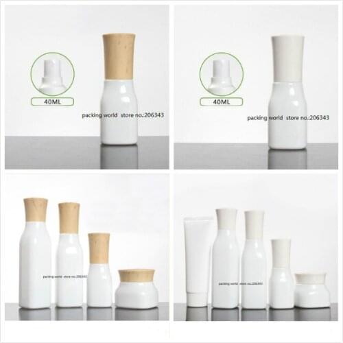 40ml square shape white glass bottle with screw lid for lotion/emulsion/serum/foundation/toner/water skin care cosmetic packing