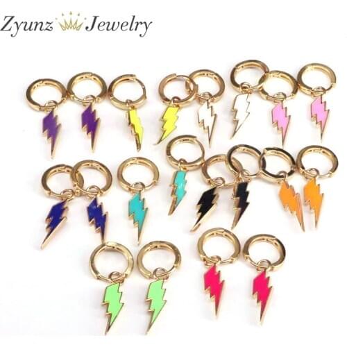 5 Pairs, Neon Green Bright Fluorescent Elegant Lightning Drop-Earrings Dangle Earrings Brincos