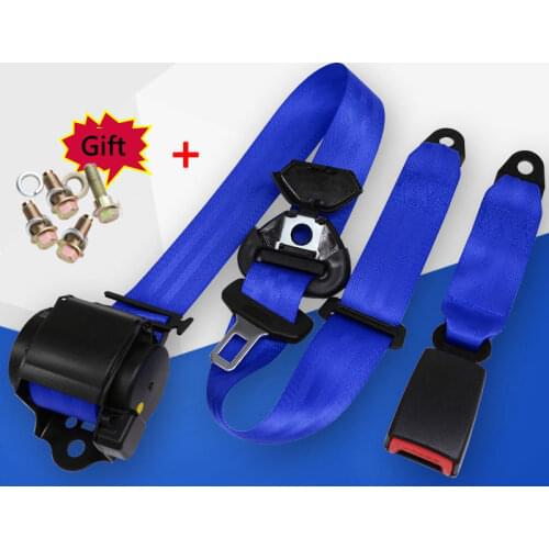 Emergency Locking safety strap webbing Red blue Retractable 3 point Car seat belt with screws Lap belt auto safety belt 26700N