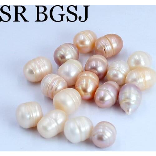 Free Shipping 9-10mm 10pcs Not Very Round Mixed Colors No Hole Undrilled Natural Freshwater Pearl Handwork DIY Beads