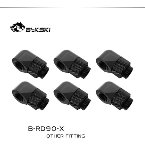 6pcs/lot G1/4'' 90 Rotary Compression fitting 90 degree Rotary Fitting water cooling Adaptors Metal Connector