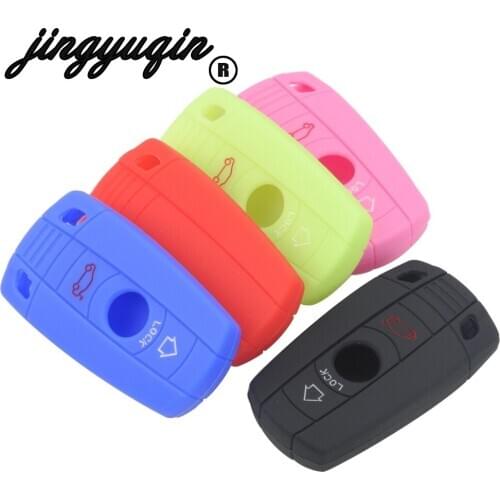 Jingyuqin 3 Buttons Remote Silicone Smart Car Key Case Cover Fob for BMW E90 E60 E70 E87 3 5 6 Series M3 M5 X1 X5 X6 Z4