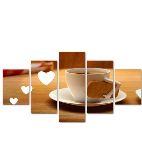 Home Decoration For Kids Room Unframed 5 Panel Biscuit Coffee Canvas Art Print Modular Painting Poster Wall Picture Cuadros