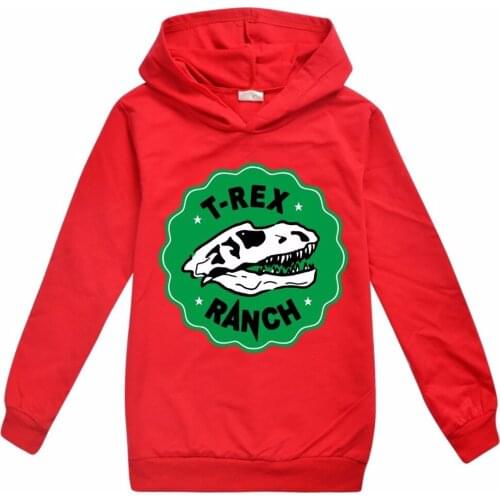T-REX RANCH Fall Clothes Trendy Childrens Clothing Boys Hooded Tops Sweatshirts Jurassic 3D Cartoon Kids Hoodies for Teen Girls
