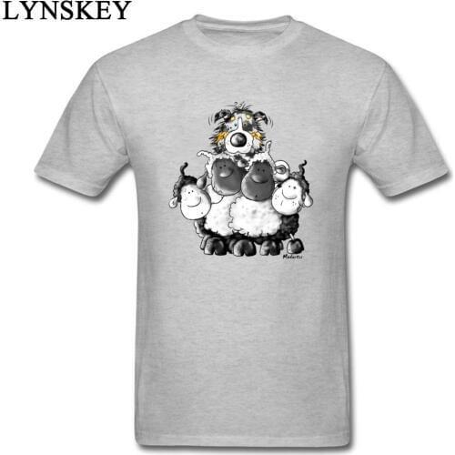 Lovely Australian Shepherd And Sheep Dog Family Mans T Shirt Joker Gray Tees Shirts Cartoon Tops Custom Company