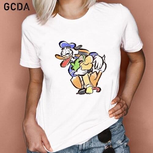 Disney Hug Donald Duck Aesthetic T shirt Women Harajuku Cute Kawaii Summer Casual Tumblr Outfit Fashion Girls Tops