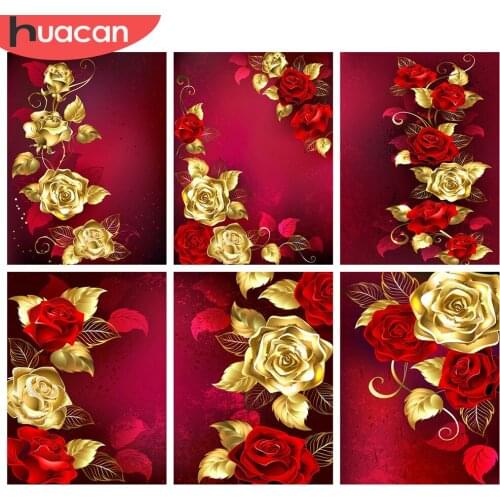 HUACAN Diamond Painting Full Round Square Flower 5D DIY Diamond Embroidery Sale Rose Rhinestones Mosaic Handicraft