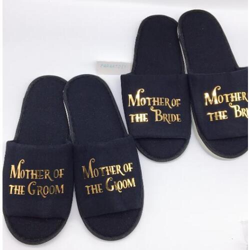 Personalized black gold Wedding Slippers,wedding bridesmaid name Slippers, mother of bride Slippers,.Bachelorette party favors