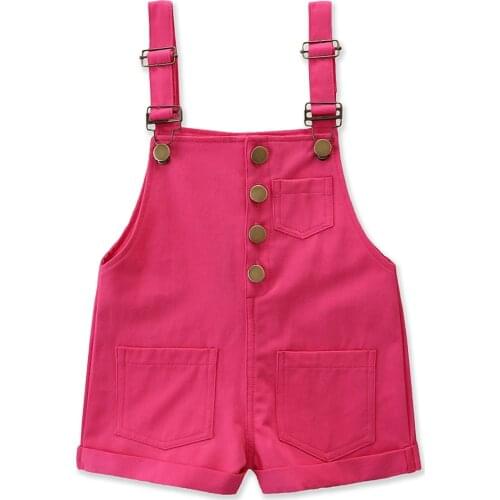 1-6Y Kids Girl Outfits Solid Bibs Overalls With 2 Pocket Summer Shortalls детская одежда комплекты одежды