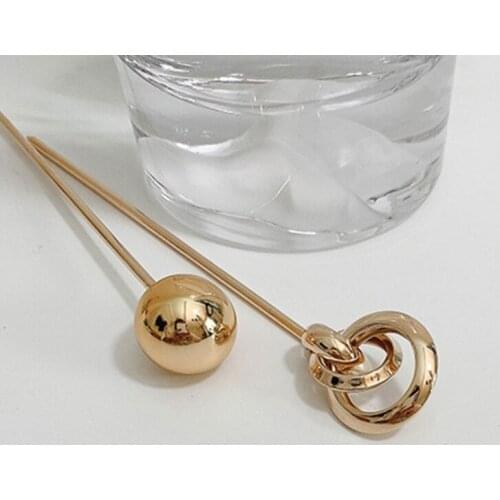 Korean Minimalist Women Metal Hair Stick Chignon Pin Round Ball Hollow Out Gold Chopstick Hairpin Vintage Jewelry Updo Bun F42F