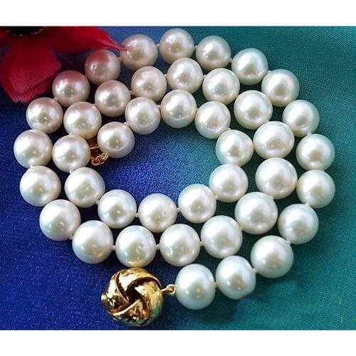 AAA 17inches 10-11mm White Color Round Freshwater Cultured Pearl Necklace,Handmade Perfect Women Wedding Birthday Party Gift