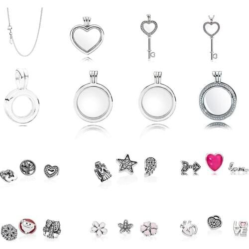 Classic Retro Fashion New S925 Silver Sterling Silver Pendant Magic Box Floating Trumpet My Mouse Circle Heart Key Temperament