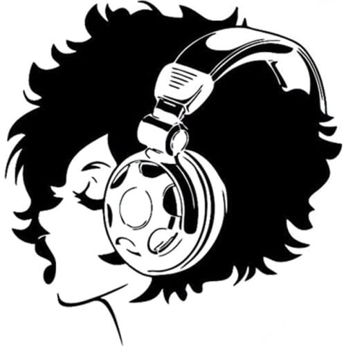 Hot Sell Girl Music Headphones Sexy Lips Cartoon Graffiti Car Accessories Car-Sticker and Decal for Window Decoration KK 15*15cm