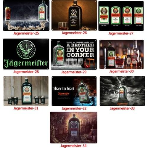 Jagermeister Metal Sign Alcohol Sign Metal Poster Iron Painting Vintage Home Decor for Bar Pub Club Man Cave 25-34