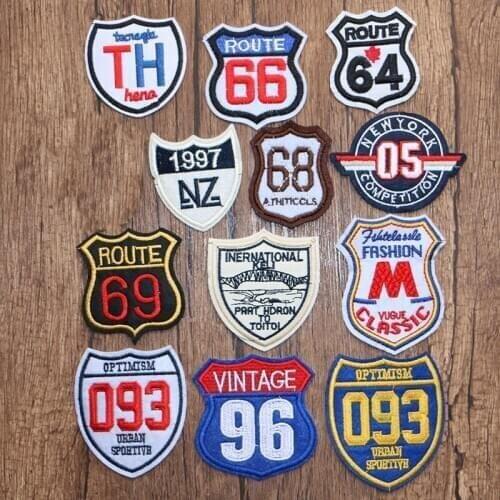 Shield Number Letter A British Style Totem Icon Embroidered Applique Patch for Clothing DIY Sew up Badge on the Backpack