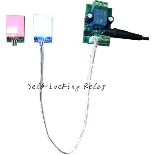 12V 24V one way Single-channel capacitance touch button module Computer boot button Self-locking pinprick Red and Blue Bicolor