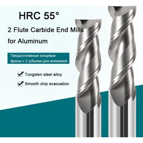 2 Flutes Flat Carbide End Mills Cutters Tool Grinder For Aluminum Machining Face Milling Cutter CNC Tools 4mm 6mm 8mm 12mm 20mm