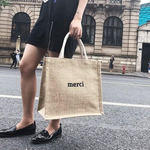 Casual Linen Large Capacity Tote Women Handbags Letters Straw Shoulder Bags Summer Beach Travel Bag Lady Shopper Bags Big Purses