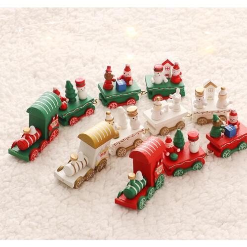 2019 Christmas Train Painted Wood Santa/Bear/Snowman Xmas Decoration Kid Toys Navidad New Year Gift Ornament For Home Party Deco
