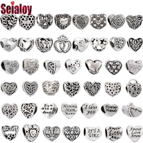 Seialoy Silver Color Heart Beaded Bee Bird Heart Tree Of Life Charm Fit Diy Bracelets Necklace Jewelry Making Accessories