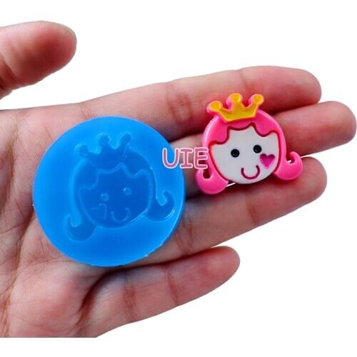 FYL120U 25.2mm x 22.7mm Little Princess Silicone Mold Fondant Cake Decoration Candy Resin Clay Earrings Necklace Craft Soap