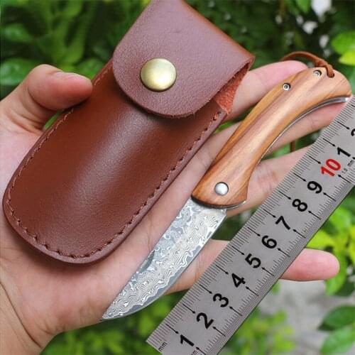 Folding knife Free shipping New style sharp outdoor Damascus steel knife tools Exquisite gift knife Wood handle
