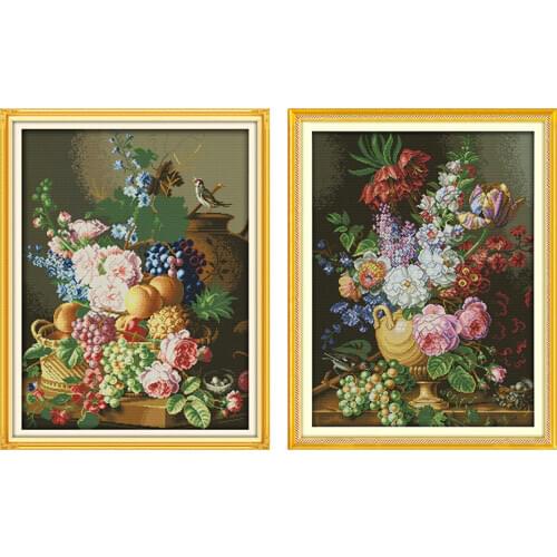 Everlasting Love Beautiful Vase Chinese Cross Stitch Kits Ecological Cotton Clear Stamped 14 11CT DIY Gift Christmas Decoration