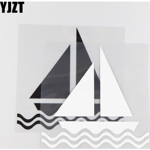 YJZT 16.4CM*16.1CM Sailboat Car Stickers Pattern Vinyl Decal Decorate 1A-0095