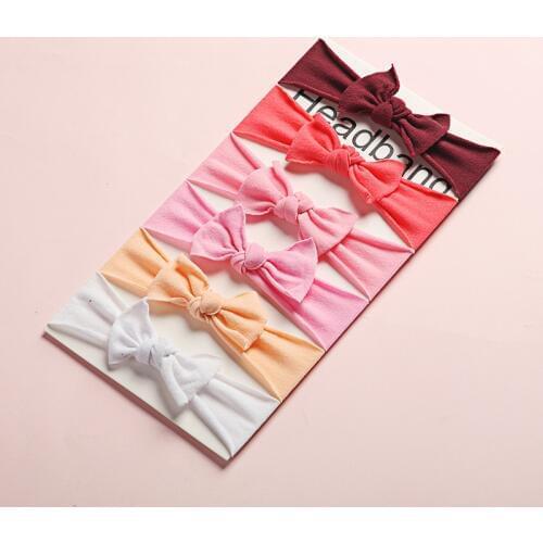 Yuxic Newborn Baby Girl Headband Soft Nylon Knot Bows Infant Head Wrap Solid Color Babe Hairband Baby Headwear Hair Accessories