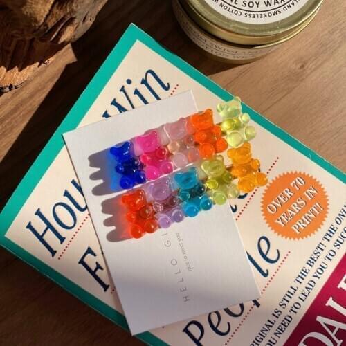 Cute 7 Colors Judy Transparent Cartoon Bear Handmade Hairpins, Women&Girl Daily Children Barrette Jewelry Party Gift