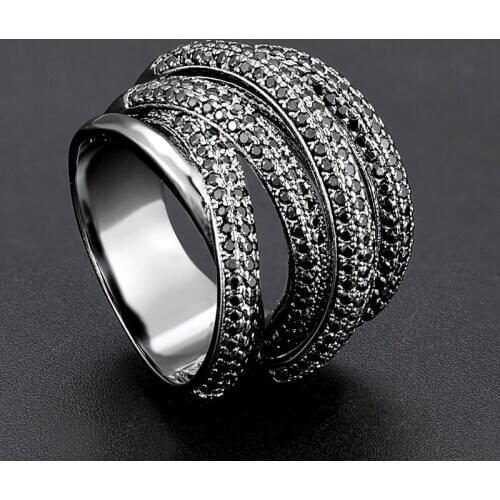 Zlxgirl jewelry fashion women and men jet Zircon copper finger rings jewelry high wedding ring best couple anel aneis bijoux