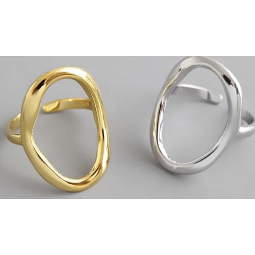 Punk Open Size Wide Finger Rings for Women Mens Fashion Hollow Geometric Round Rings Party Jewelry Gold Silver Color ER1165