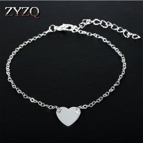 ZYZQ Charming Love Heart Bracelets Simple Chain Jewelry Gold Color Available Wholesale Lots&Bulk Trendy Accessories