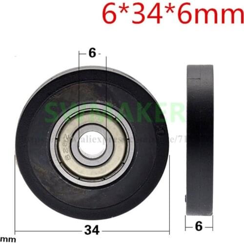 1pcs 6*34*6mm TPU coated polyurethane, PU flat wheel, 626 bearing pulley, automatic mechanical roller