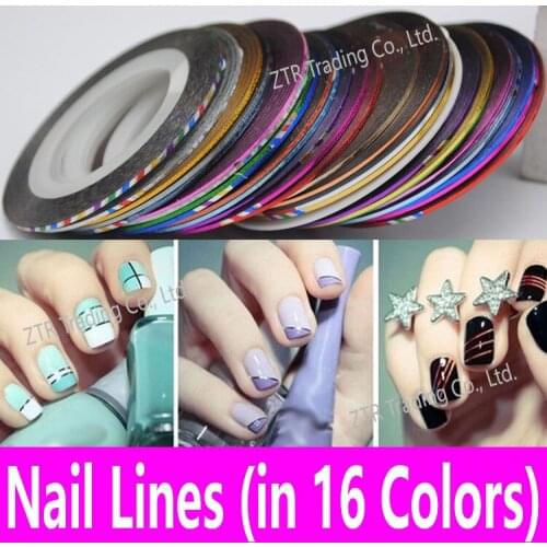 1pc Nail Line Roll Nail Art Striping Adhesive Tape Metallic Yarn in 16 Colors for Nail Tips Decoration Sticker Design Care Tools