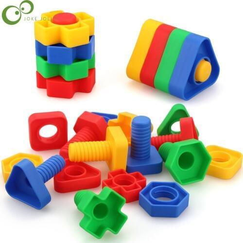 10 sets Screw building blocks plastic insert blocks nut shape toys for children Educational Toys scale models GYH